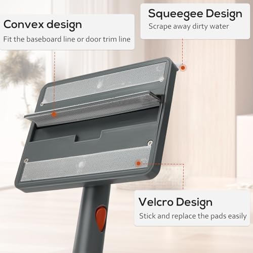 Baseboard Cleaner Tool, Foldable Wall Mop with Long Handle, 8 Pads