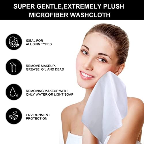 Microfiber Facial Cloths Fast Drying Washcloth 12inch x 12inch White 10 pack