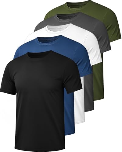 1/4/5/6 Pack Men's Workout Gym Dry Fit Short Sleeve T Shirts