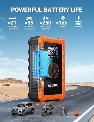 S8 Air 3000A Jump Starter with Air Compressor, 12V Jump Box