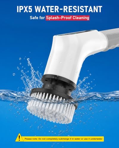 Electric Spin Scrubber, Extendable Handle, 8 Brush Heads-WH