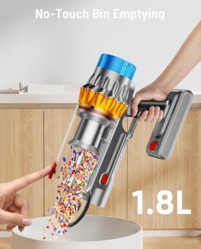 Cordless Vacuum Cleaner, 650W 60KPA 70Min Powerful Vacuum Cleaners for Home, Self-Standing Stick Vacuum Cordless Rechargeable/Anti-Tangle/OLED Screen/1.8L Cup for Home Pet Hair/Carpet/Hardwood Floor