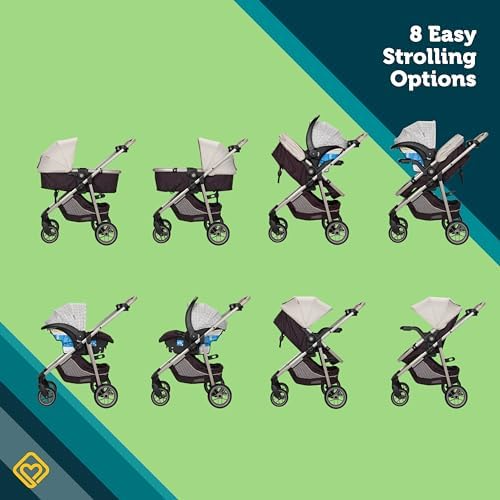 Deluxe Grow and Go Travel System Stroller and Car Seat Combo, 8-in-1 Travel System, Weight Capacity 4-30 lbs, Dunes Edge