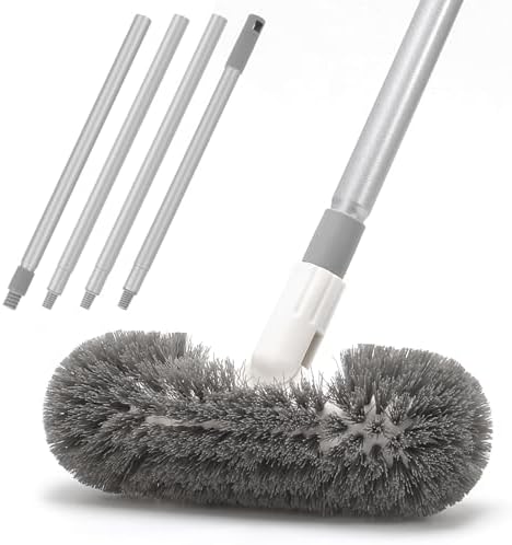Deck Brush with 51" Long Handle 360° Cylindrical Scrub Cleaner Tool for Cleaning Boat Pool Bathroom Ground 120° Swivel Floor Scrubber for Tile Grout Patio Tub Spa Adjustable Pole