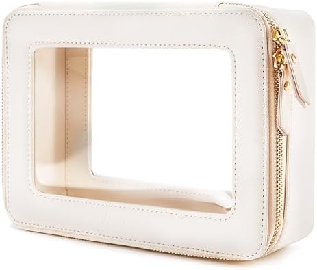 Clear Makeup Bag Organizer, Travel Cosmetic Case Medium White