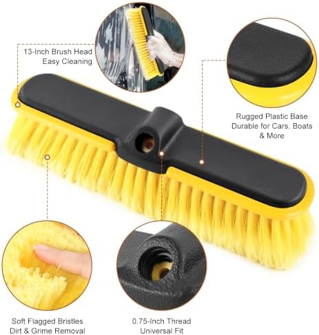 13'' Car Wash Brush Head Soft Bristle Scrub Rv Brush for Washing Exterior