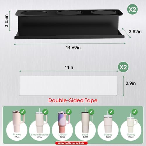 2 Pack Magnetic Stanley Cup Holder for Fridge, Water Bottle Organizer for Tumbler with Double Sided Tape Hold Stanley Cup Accessories for Kitchen Cabinet Wall
