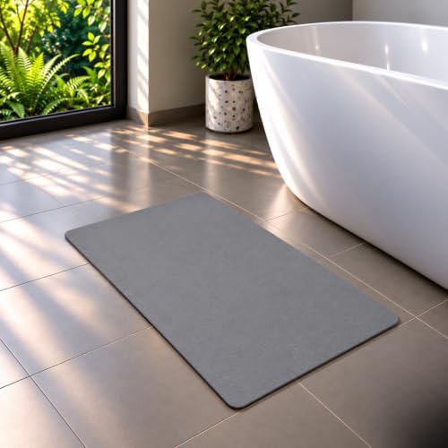 Bath Mat for Bathroom Non Slip, Quick Dry, 16x24 in, Grey