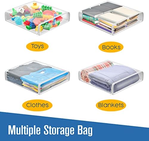 Sweater Storage Bags, Clear Zippered Vinyl Organizer, 18 x 15 x 4 IN, 5 PK