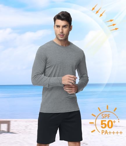 6 Pack Men Dry Fit Workout Long Sleeve UPF 50+ Athletic Gym Shirt