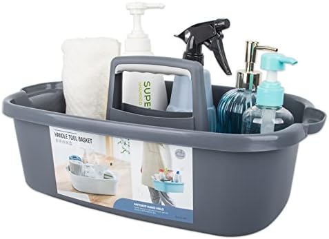 Large Cleaning Supplies Caddy Portable Shower Caddy Basket Dark Gray