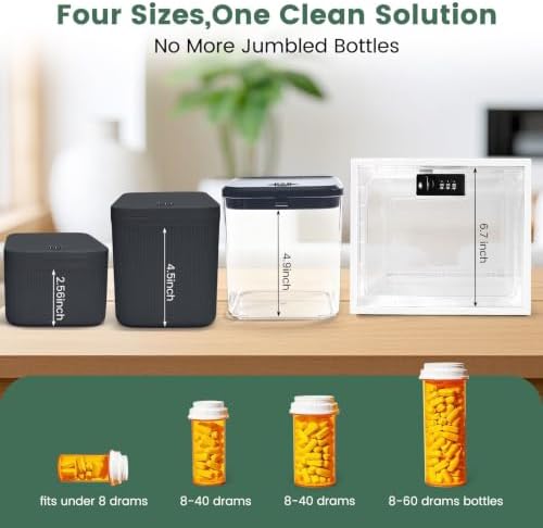 Small Lock Box,Lockable Storage Box with Combination Code for Medication Safe, Medicine Lock Box for Pills/First Aid Kits/Food/Snack Phone Jail,Locked Container for Home/Fridge/Office (Gray)