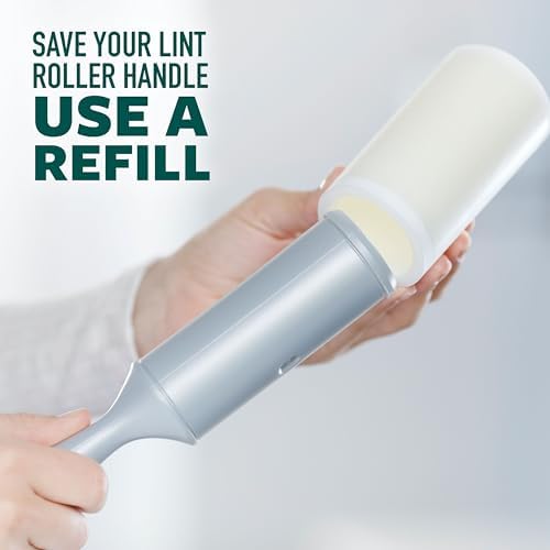 Pet Hair Pickup Lint Roller with Handle, 50% Stickier, Fur and Fluff Remover for Clothes Furniture and Pet Beds, 12 Pack, 360 Easy-Tear Sheets Total