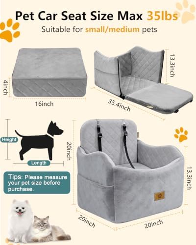 Dog Car Seats for Small Dogs Up to 35lb, Dog Bed for Car Fits Home, Outdoor