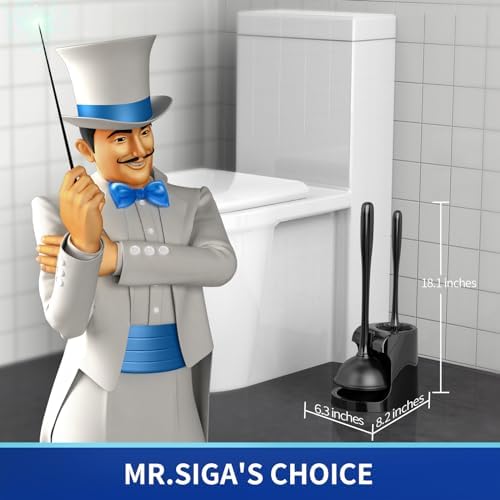 Toilet Plunger and Bowl Brush Combo for Bathroom Cleaning, Black