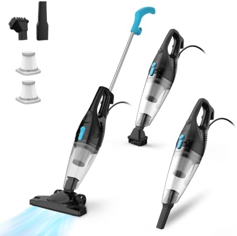 Corded Vacuum Cleaner, 4-in-1 Vacuum Cleaners for Home Converts to Small Handheld Vacuum, 15Kpa Power Suction Lightweight Corded Stick Vacuum for Floor, Carpet,Pet Hair,Stair