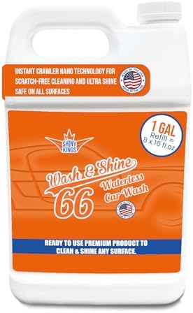 Premium WATERLESS Car Wash with Ultra Car Shine Effect California Wash&Shine 66 | Powerful Car Wash Soap for All Surfaces | Scratch-Free & Biodegradable Car Cleaner | 1 GAL