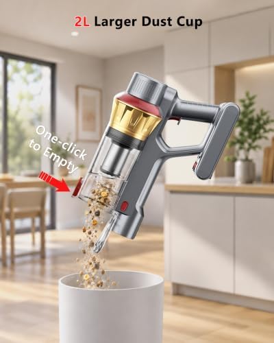 Cordless Vacuum Cleaner, 75Mins 650W 55KPA Powerful Suction Stick Vacuum