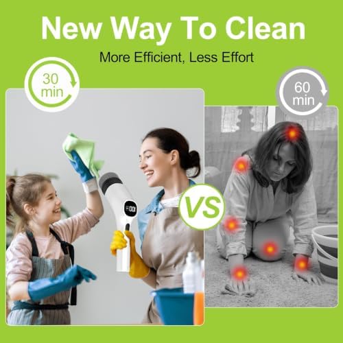 Electric Spin Scrubber - 10-in-1 Cordless Shower Scrubber & Cleaning Brush with Extendable Handle, 44 in-lbs Ultra High Torque, 2 Speeds, IPX7, LED Display, Smart AI Chip, for Bathroom, Kitchen