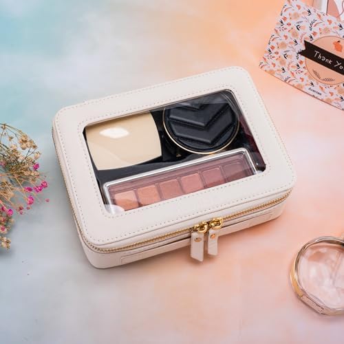 Clear Makeup Bag Organizer, Travel Cosmetic Case Medium White