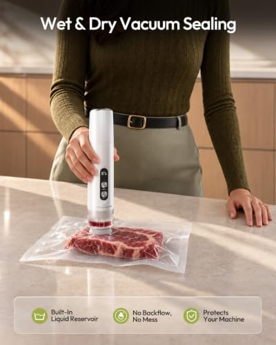 Handheld Vacuum Sealer for Food, 30 Reusable Bags & 6 Clips
