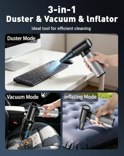Compressed Air Duster & Vacuum 2-in-1, 320,000 RPM Powerful Brushless Motor