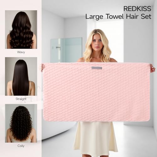 3 Pack Microfiber Hair Towels - Extra Large Hair Towel Wrap for Women, 24x42 inch Hair Towels with Elastic Strap, Super Soft Hair Drying Towels for Long, Thick, Curly Anti Frizz Turbans