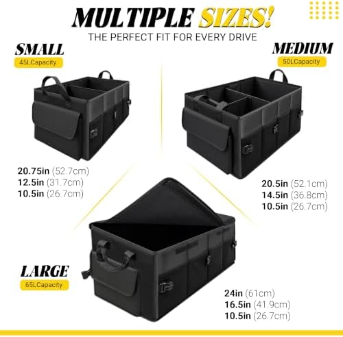 65L Trunk Organizer, Large Foldable Car Organizer for SUV, Jeep, Sedan
