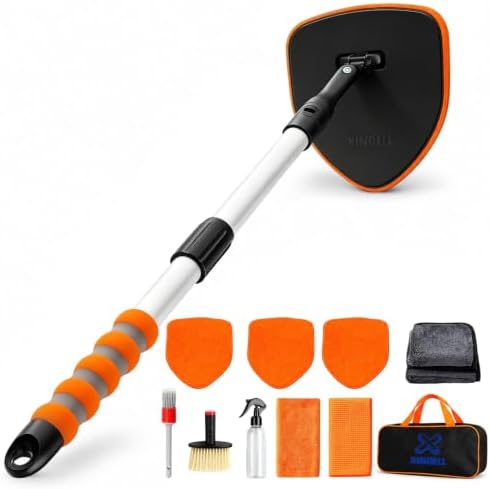 XINDELL Interior Windshield Cleaner Tool, Extendable Car Window Cleaning Kit with 360° Rotating Head