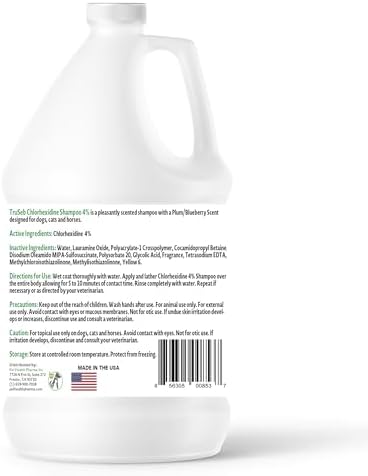 Topical Chlorhexidine 4% Shampoo for Dogs, Cats & Horses (Gallon)- with Aloe for Cleansing (USA) (Chlorhexidine 4% Shampoo, 1 Gallon)