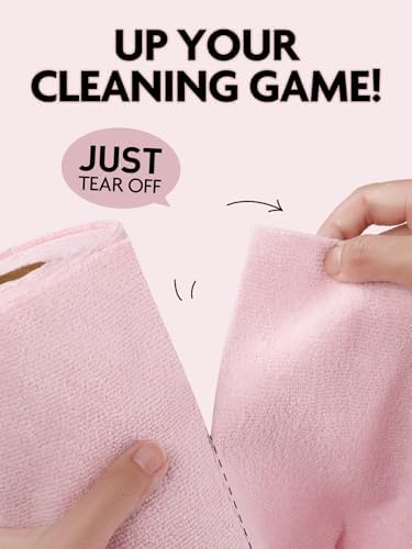 Kitchen Towels Roll, 40 Sheets, 10''x 10'' (Pink, Grayish)