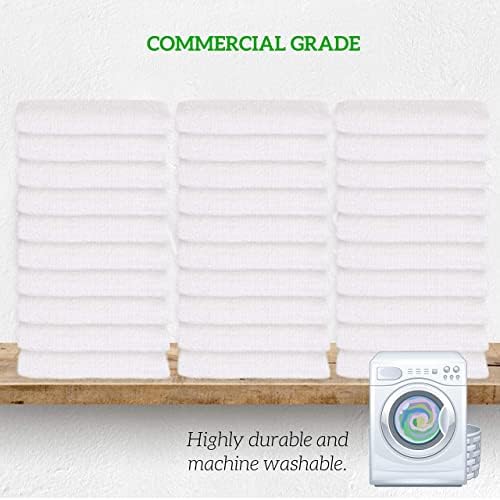 Terry Towels 14" x 17" 60 Pack - Cotton Bar Towels, Cleaning Rags, White Terry Cloth Towels, Absorbent Kitchen Towels for Restaurant, Food Service and Home Use (Blue & Orange Stripe)
