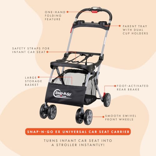 Snap N Go EX Foldable Universal Infant Car Seat Carrier, Black
