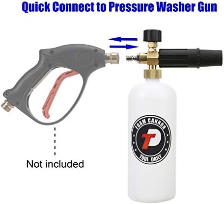 Foam Cannon with 1/4 Inch Quick Connector 1 Liter, 5 Nozzle Tips
