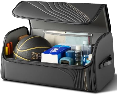 Car Trunk Organizer with Lid Capacity Collapsible Bag Black, Large