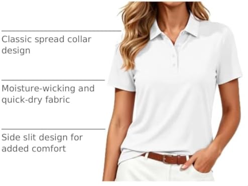 Women's Polo Shirts UPF 50+ Short Sleeve Golf Shirt Quick Dry Sun Protection 4 Buttons Casual Work Collar Top