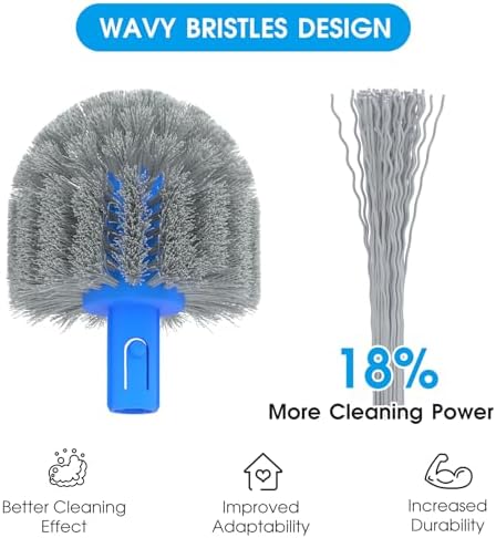 20" 2 in 1 Pool Brush Head for Cleaning Walls, Steps & Corners, Wavy Bristles Pool Scrub Brush with Round Ends, Fits 1-1/4" Standard Pole, for Inground & Above Ground Pools, No Pole