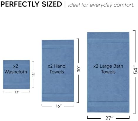 100% Cotton 6-Piece Towel Set, Wedgewood