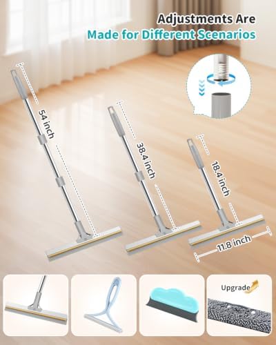 Carpet Rake for Pet Hair Removal, 54-Inch Long Handle and Scraper
