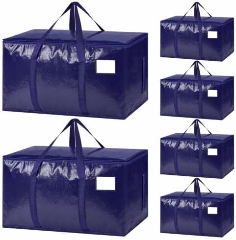 Moving Bags Heavy Duty Extra Large, 6-Pack, Dark Blue