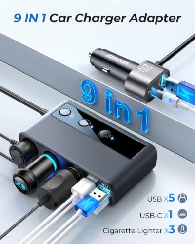9 in 1 Cigarette Lighter Splitter, 210W Cigarette Lighter Adapter