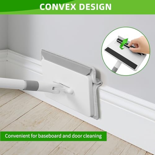 Baseboard Cleaner Tool with Handle, 55.9’’ Baseboard Cleaner with Extendable Handle, Wall Cleaner for Baseboard, Wall, Ceiling, with 4 Reusable Cleaning Pads