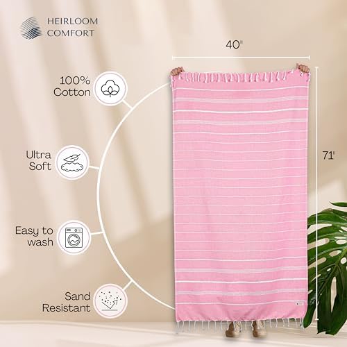 Oversized Beach Towels 6 Pack, 40"x71", Quick Dry, 100% Cotton, Sand Free, Absorbent, Bath, Pool, Spa & Travel Towels, Lightweight, Machine Washable - Tropical Bliss Colors