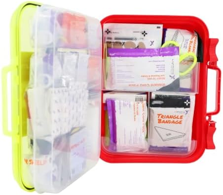 Lightning X Large 364pc OSHA ANSI Class B+ First Aid Kit, High Vis Fluorescent Hard Case, Dual-Layer Organized Emergency Medical Kit for Office, Jobsite & Home