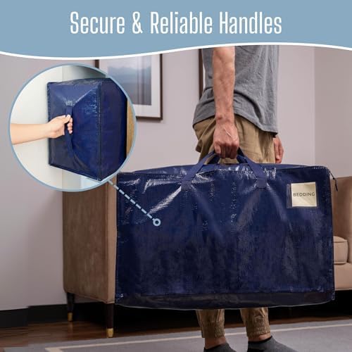 8 Pack Extra Large Heavy Duty Moving Bags with Wide Opening & Reinforced Handles, Reusable Storage Tote Bags with Strong Zippers for Clothes, College Dorm Essentials & Moving Supplies