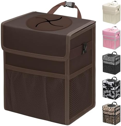 Car Trash Can with Lid, Leakproof Car Garbage Can Car Trash Bag