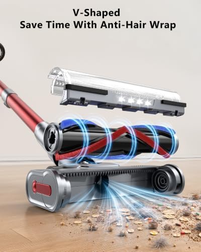 Cordless Vacuum Cleaner, 75Mins 650W 55KPA Powerful Suction Stick Vacuum