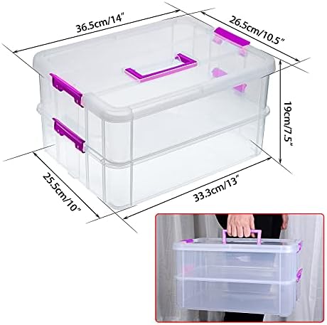 2 Layer Stack & Carry Box, Plastic Storage Container Box with Lid