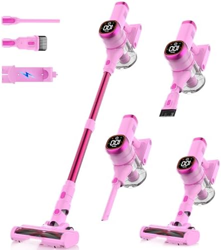 V500 Cordless Vacuum Cleaner for Home, 40000Pa/450W Stick Vacuum with LED Touch Screen, Charging Wall Dock, Anti-Tangle, Lightweight Handheld Vacuum for Pet Hair, Hard Floor, Carpet