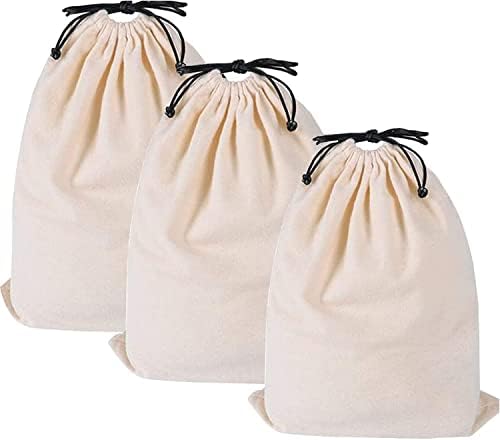 Cotton Breathable Dust-proof Drawstring Storage Pouch Bag (Pack 3 M)